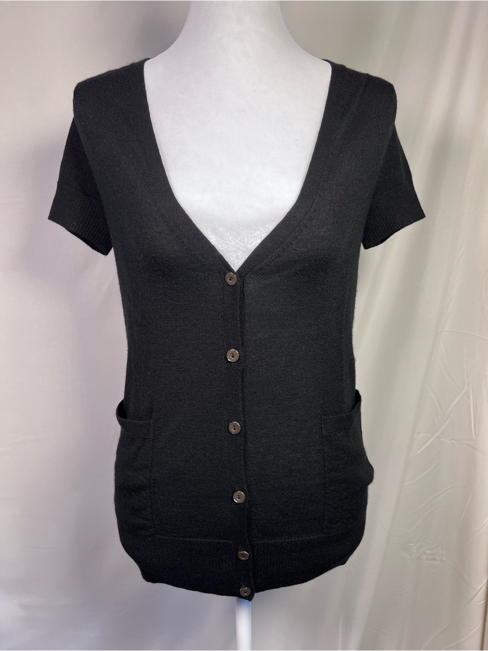 NWT J. Crew Featherweight Cashmere Button Front V Neck Short Sleeve Cardigan
